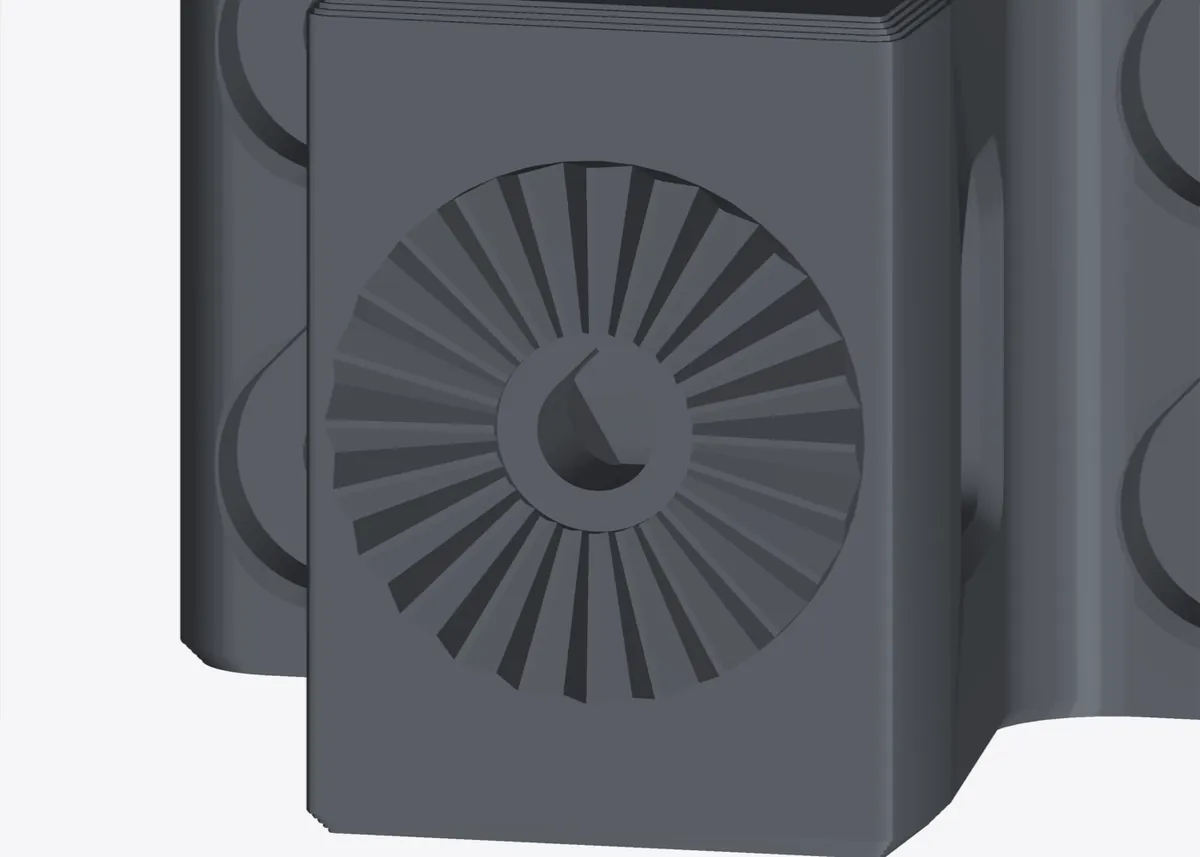 Close-up render of the anchor’s 24-tooth joint face