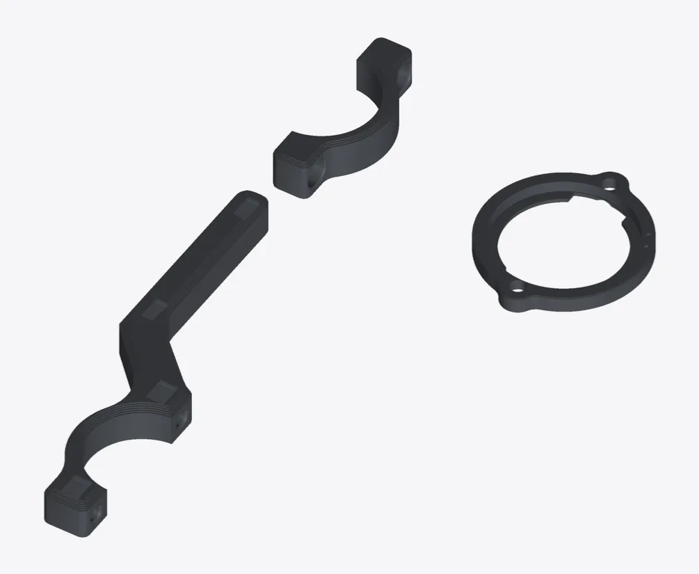 The radar mount parts laid out flat