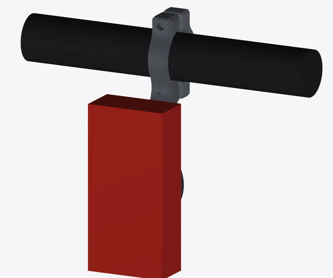 Rear three-quarter render of the radar mount on the tube