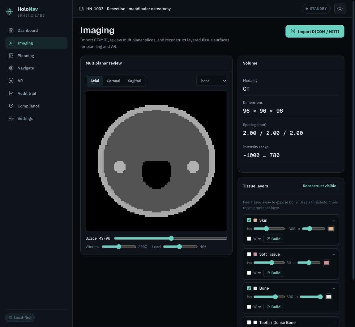 HoloNav imaging: multiplanar CT review and tissue-layer views