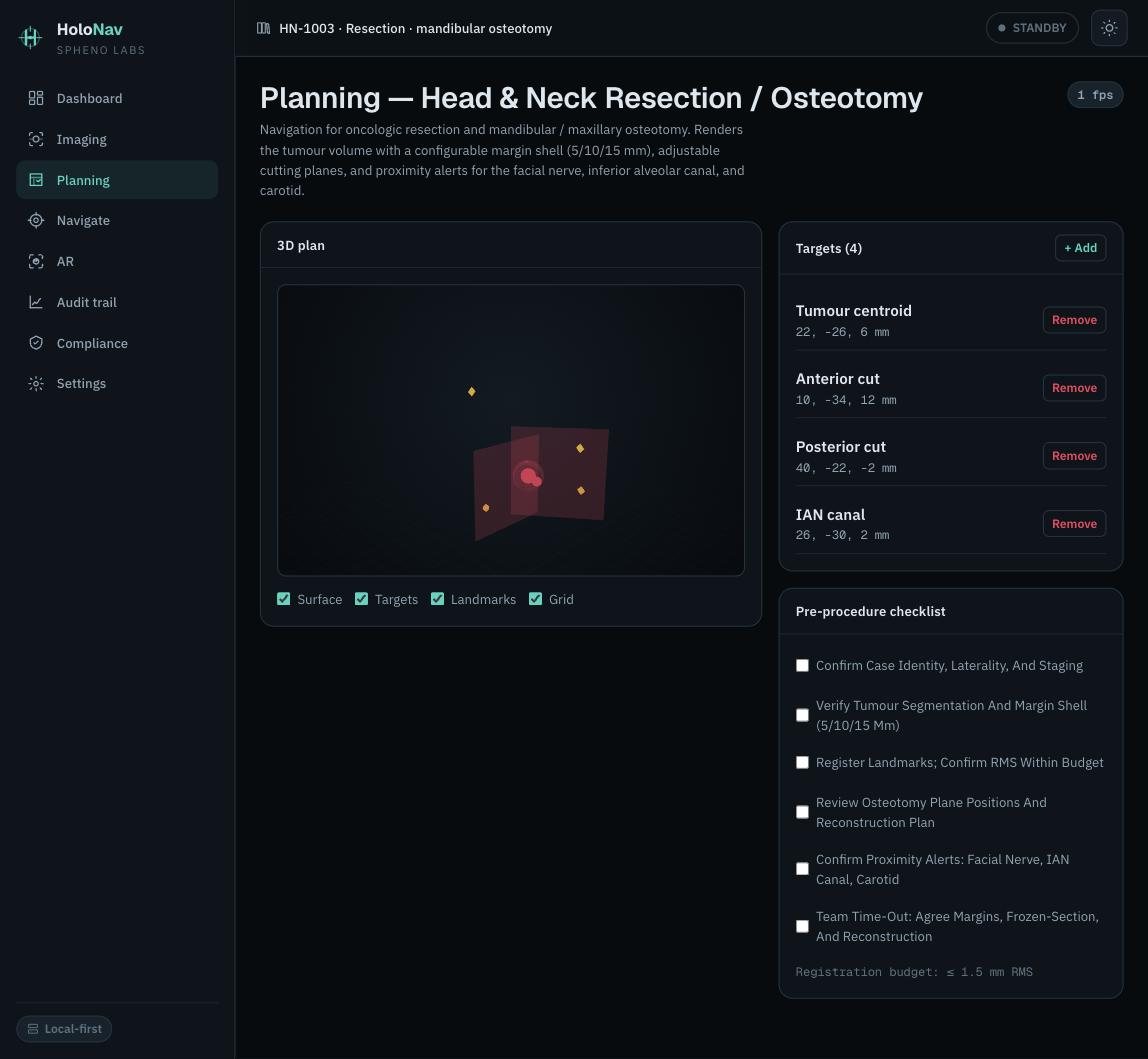HoloNav planning: 3D plan with targets, cutting planes and checklist